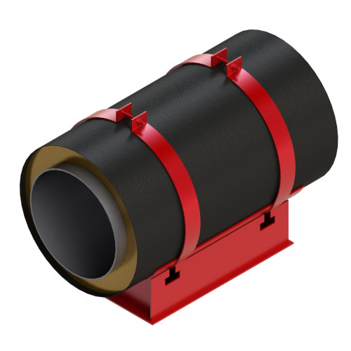 Опора скользящая хомутовая для труб в ППУ изоляции и полиэтиленовой оболочке 45х125х255 мм ГОСТ 30732-2006